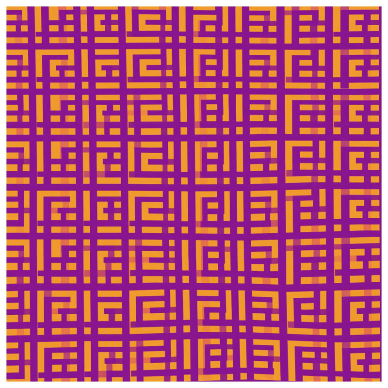 Édredon orange mauve et labyrinthe, Lit simple