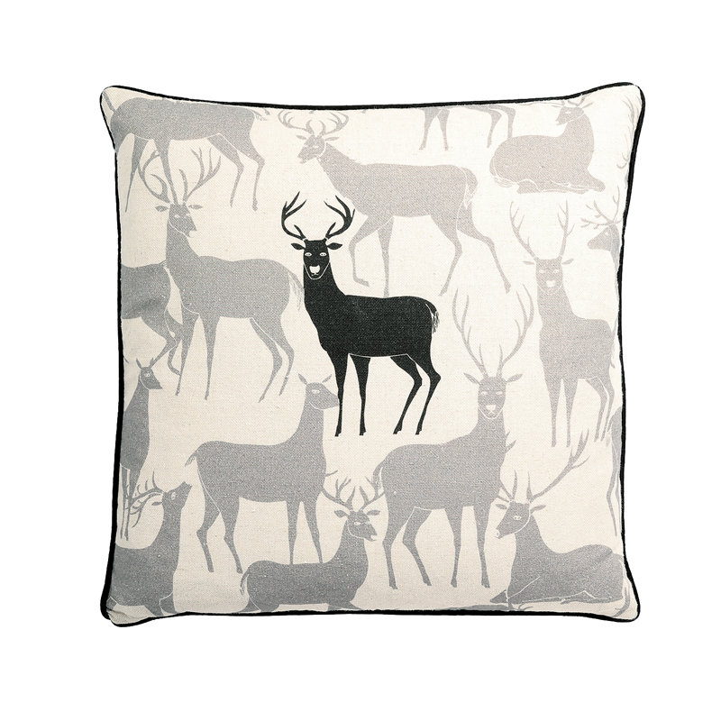 Treden Reindeer Square Pillow Cover and Insert, Black