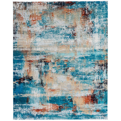 Abstract Area Rug in Blue
