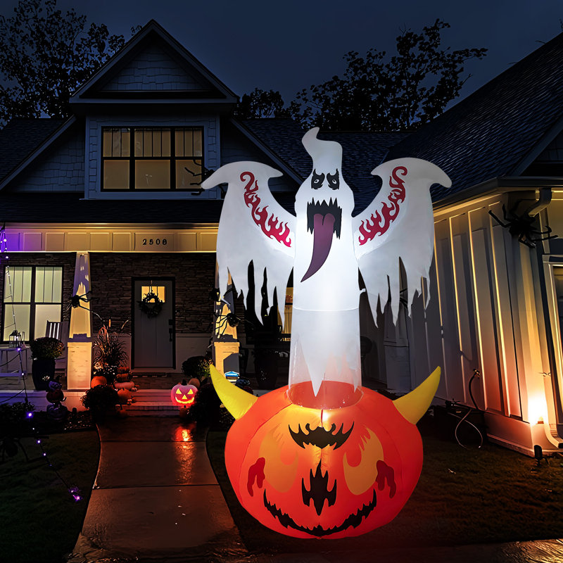 Décoration extérieure citrouille lumineuse 8 pi Halloween