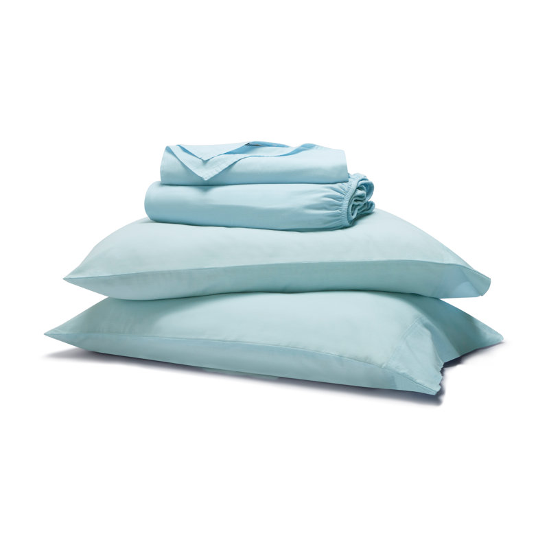 Carmen 100% Cotton Vintage Wash Boho Solid Deep Pocket Lightweight Percale Sheet Set, Blue