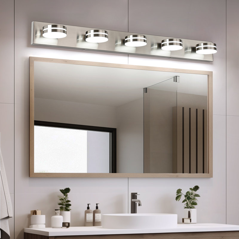 Luminaire pour meuble-lavabo moderne 5 lumières 5CCT, 5, Nickel