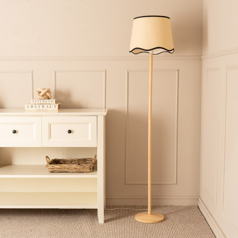Rozana 161cm Traditional Floor Lamp, Yes, Natural/Black