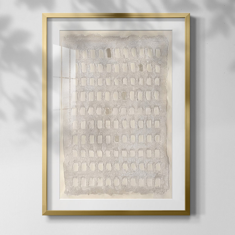 Carte imprimée perforée I, Blanc, Toile avec cadre doré