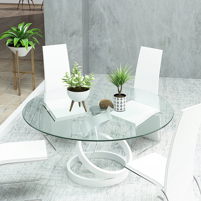 Plateau de table rond 30 po, H 0,24 po x L 30 po x l 30 po, Transparent