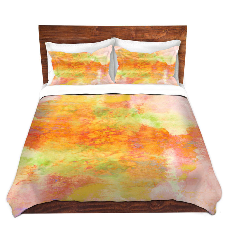 Ensemble de housse de couette pastel creations i, 1 housse simple + 1 taie standard, Jaune et orange