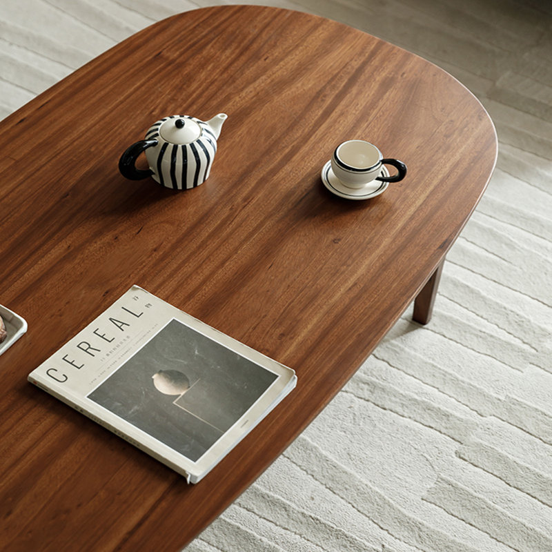 All-solid wood minimalist elliptical coffee table