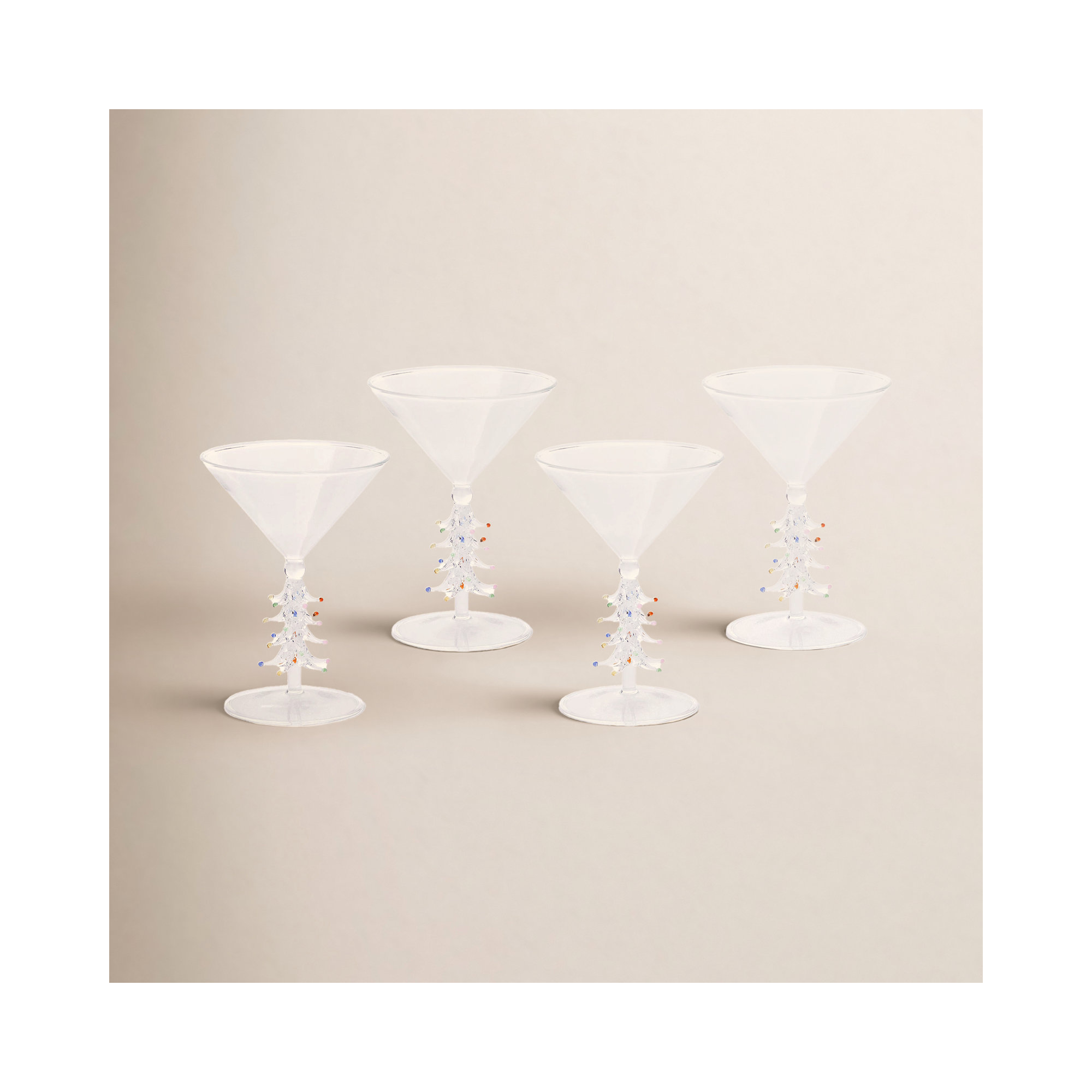 Leihlani Martini Glasses - Holiday Stemware, Set of 4, Clear