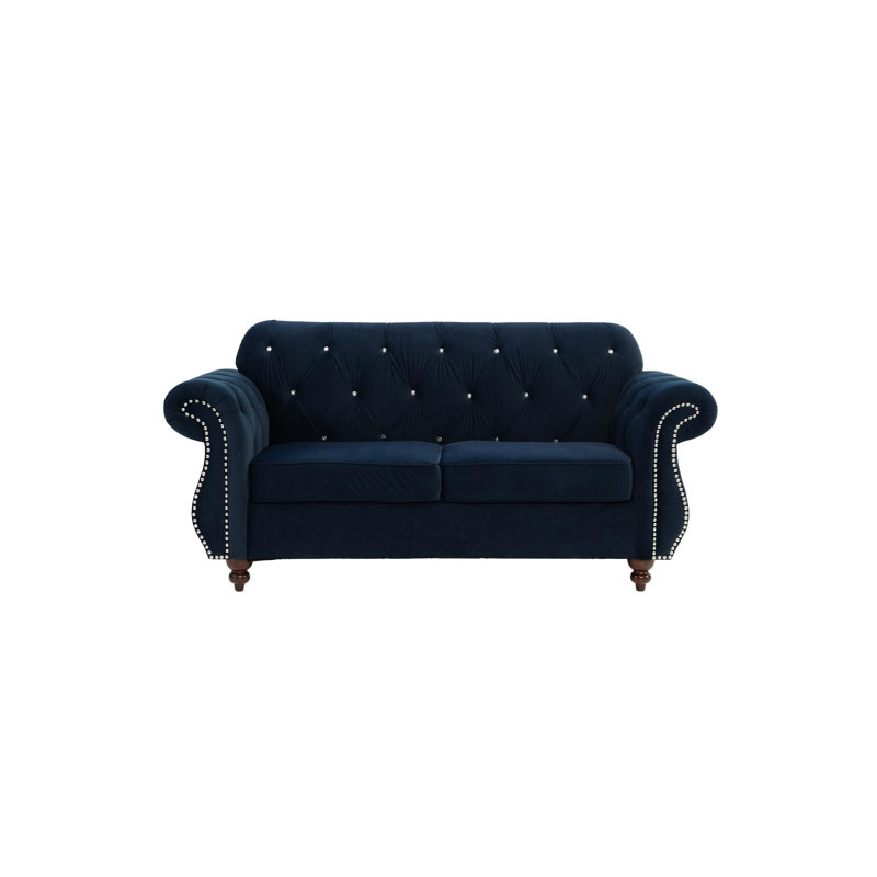 Causeuse en velours avec coussins, Indigo
