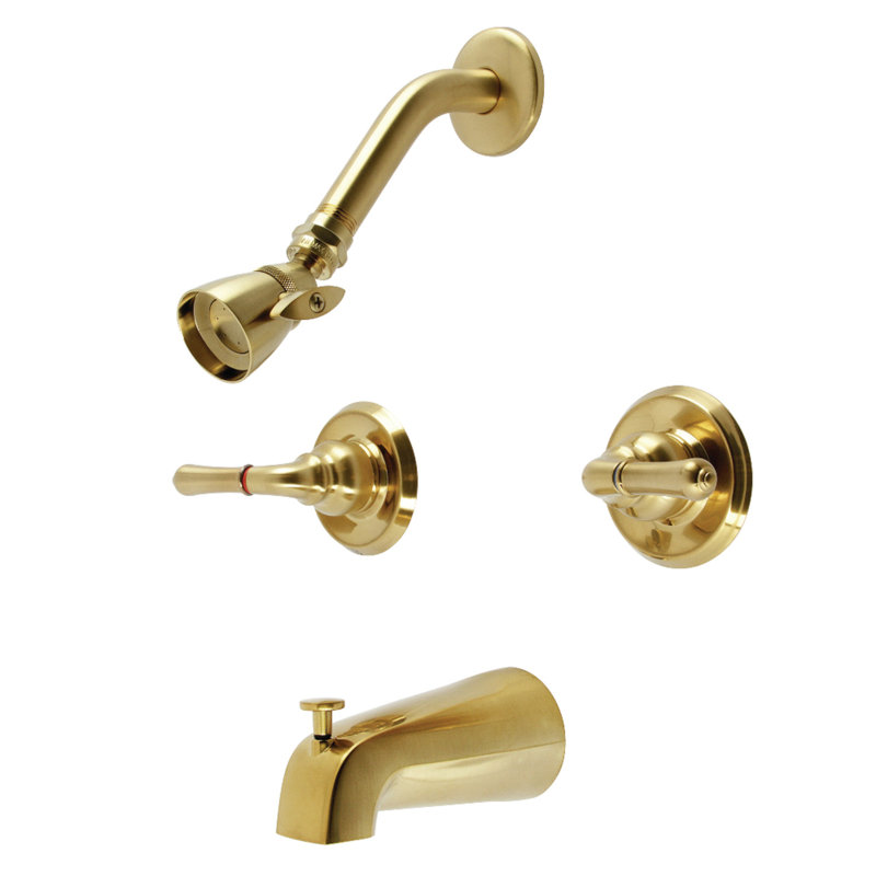 Robinet de baignoire et de douche avec valve brute Magellan, Laiton brossé