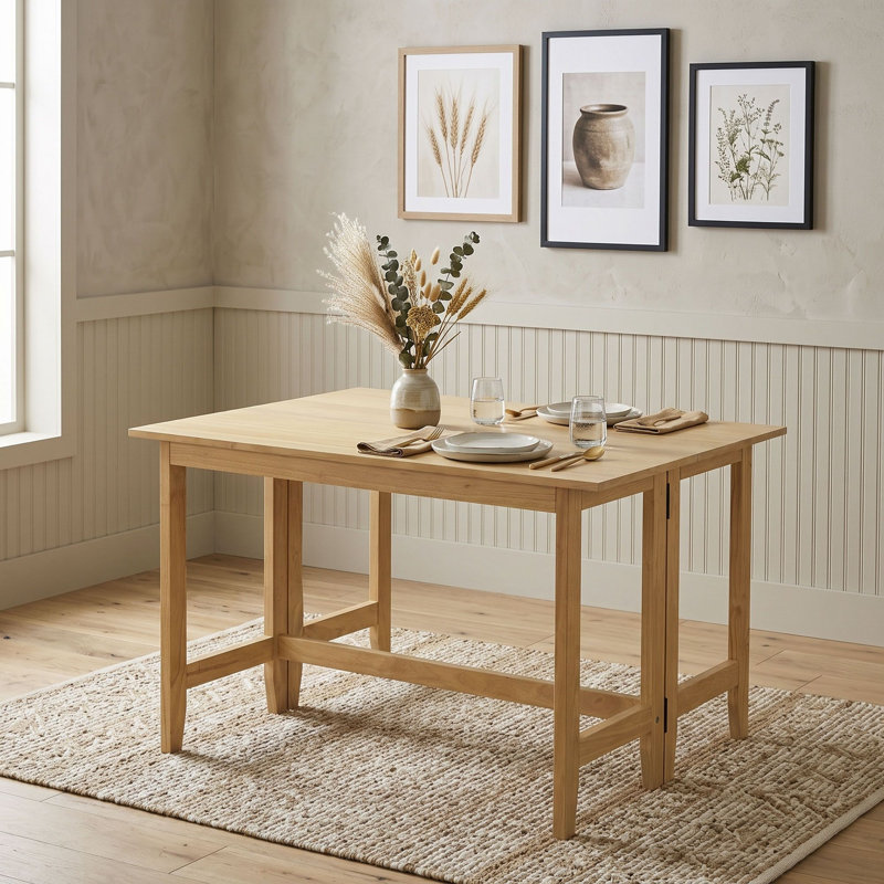 Table de salle à manger extensible à abattants en bois de style campagnard avec placage en acacia résistant aux égratignures
