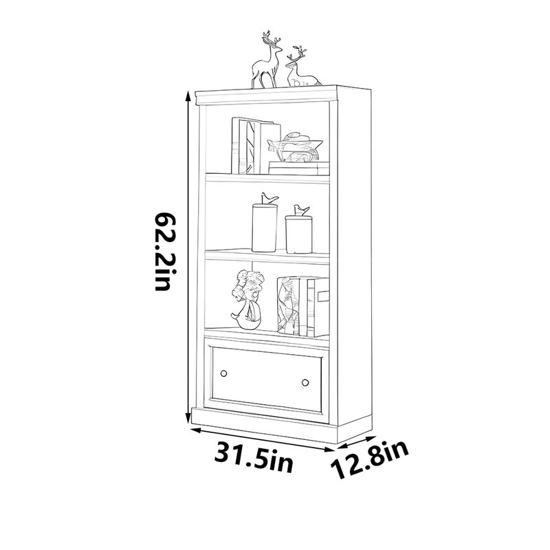 Haddan, (3 Shelves) 62.2"H x 31.5"W x 12.8"D