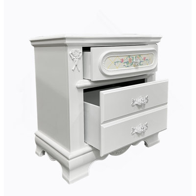 Charming Traditional Bedroom Nightstand With Two Drawers, Blending Classic And Whimsical Elements For A Princess Bedroom Ambiance