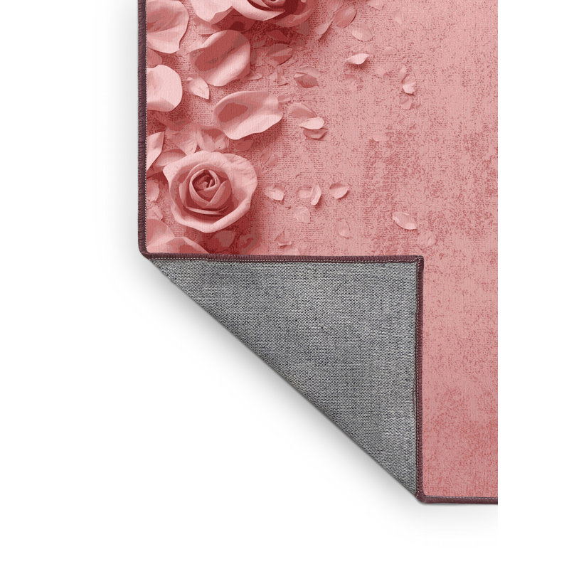 Machine Washable Norridge Valentines Modern & Contemporary Abstract Rug in Pink – Rose Binding, 7x9