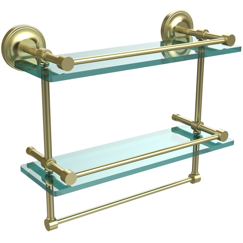 Alcott 2 Piece Tiered Shelf with Towel Bar, Satin Brass