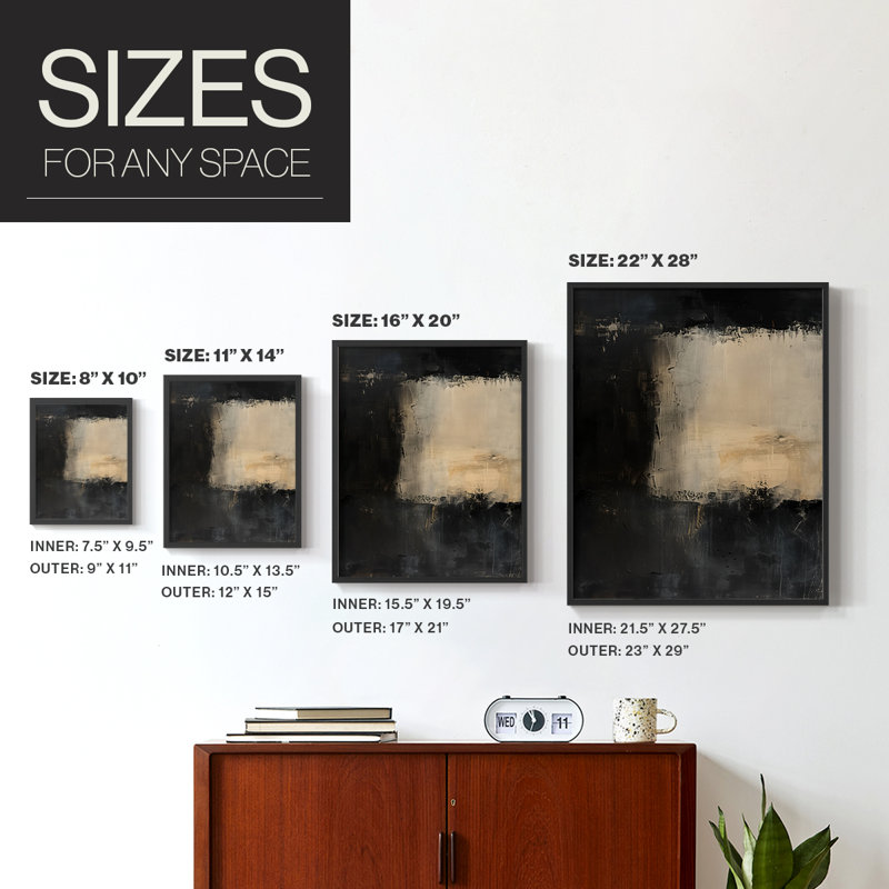 ABSTRACT Series CCCLIII  -Premium Framed Print -Ready to Hang - No Nails Required, 11" H x 9" W, Black Framed