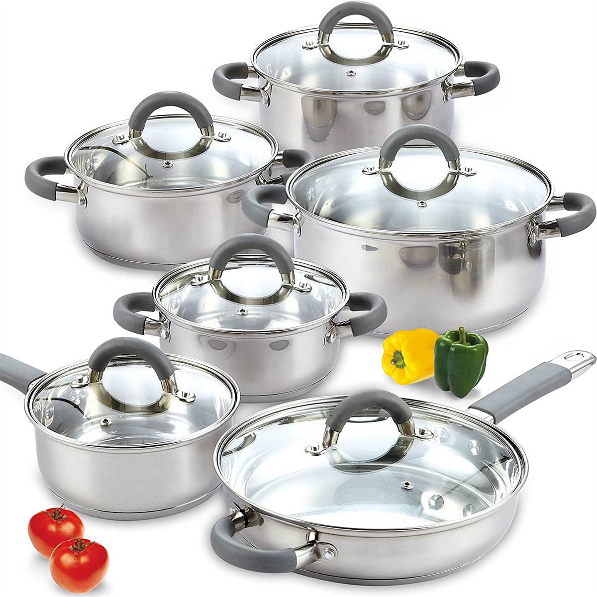 EROMMY 12 - Piece Non-Stick Aluminum Cookware Set & Reviews