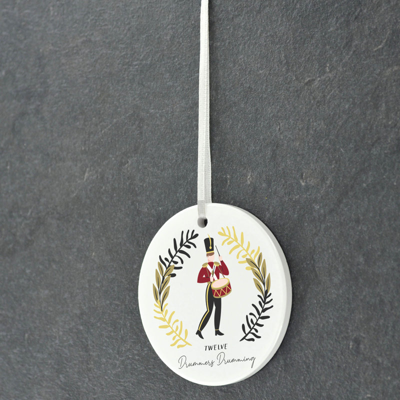 12 Days 12 Drummers Drumming Circle Shaped Ceramic Ornament