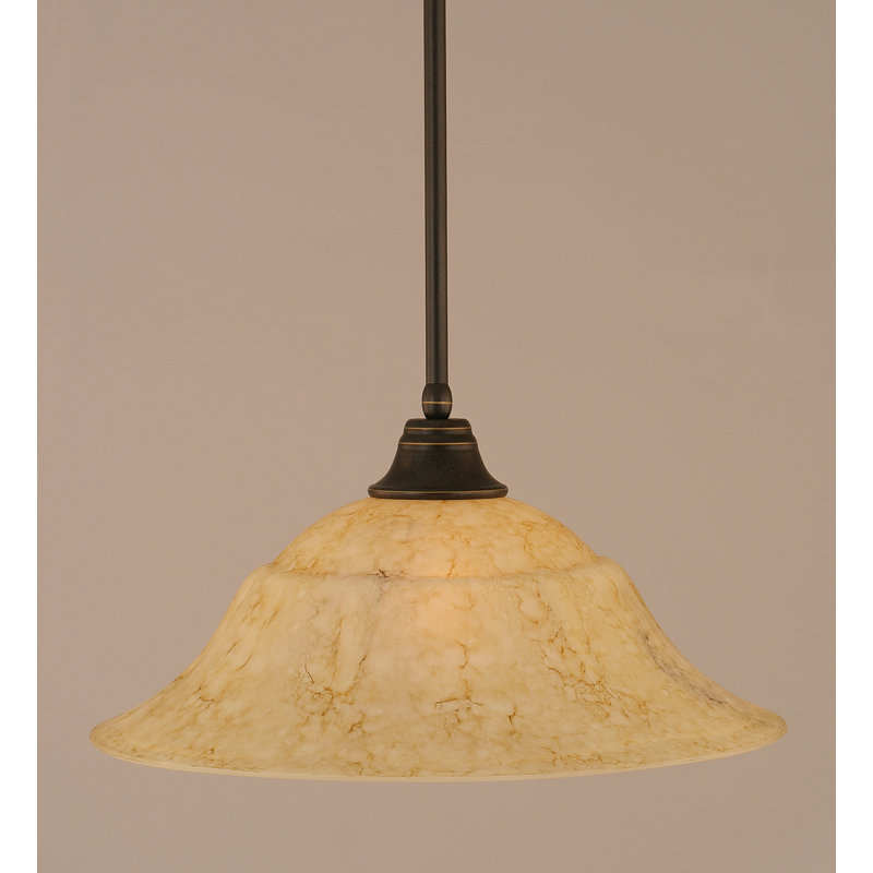 Luminaire suspendu suspendu au fini granit foncé avec verre en marbre italien de 20 po