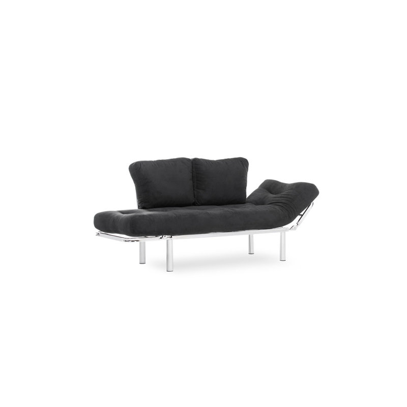 Canapé convertible à dossier large de 61 po Addora, 100 % polyester noir