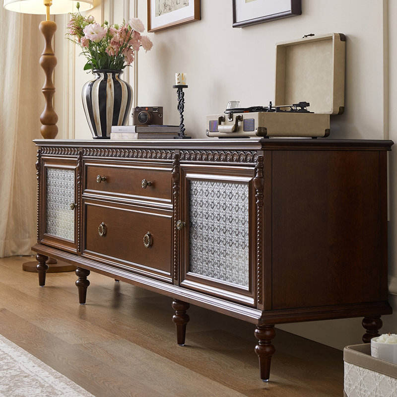 Meuble télé en érable de style rétro, H 25,6 po x L 78,74 po x l 17,71 po