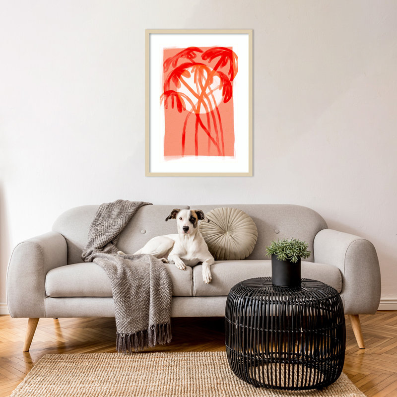 «Galya Palms At Sunset» par Treechild, impression sur bois encadrée, H 33 po x l 24 po, Brun