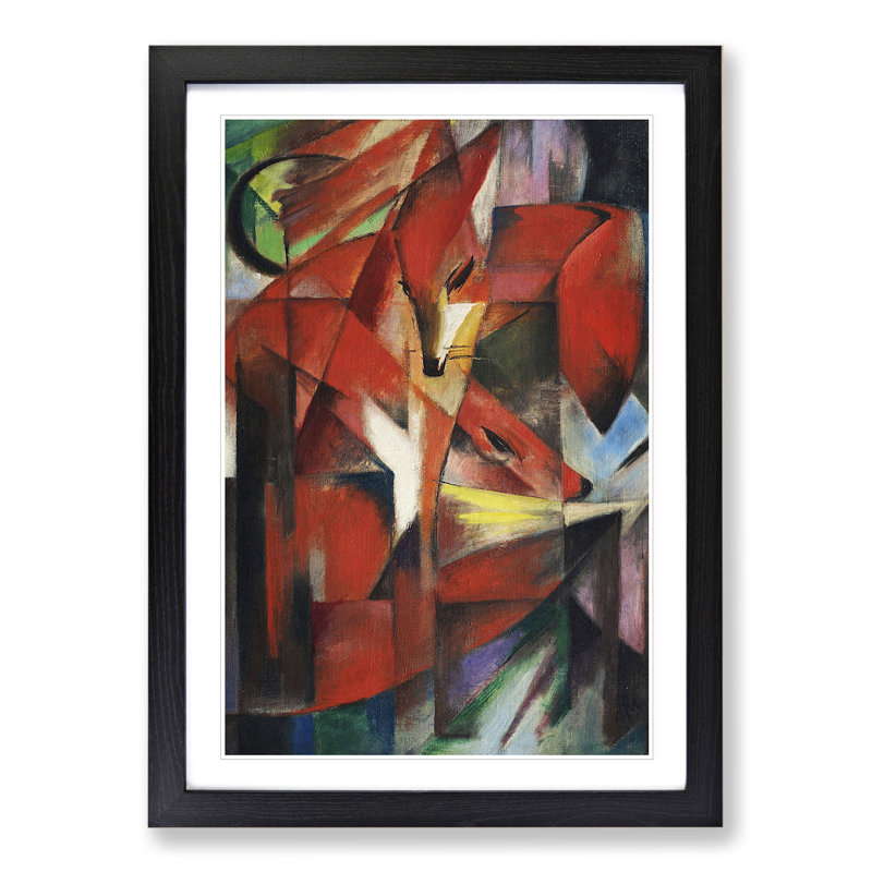 The Foxes Vol.1 by Franz Marc - Picture Frame Painting on MDF, Black, 36cm H x 27cm W x 2cm D