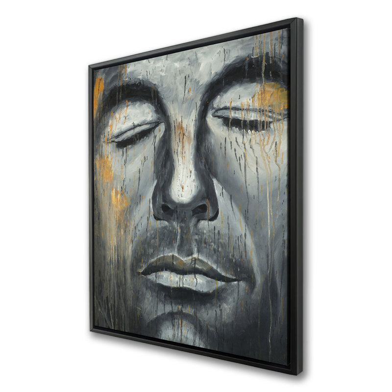 Abstract Man Portrait - Contemporary Black Framed Canvas Decor