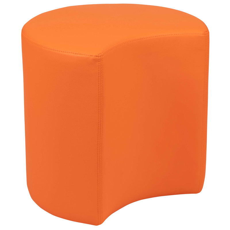 Orange Plywood Moon Ottoman for Classrooms, 18" Seat Height