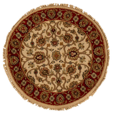 Tapis ivoire et rouge noué à la main