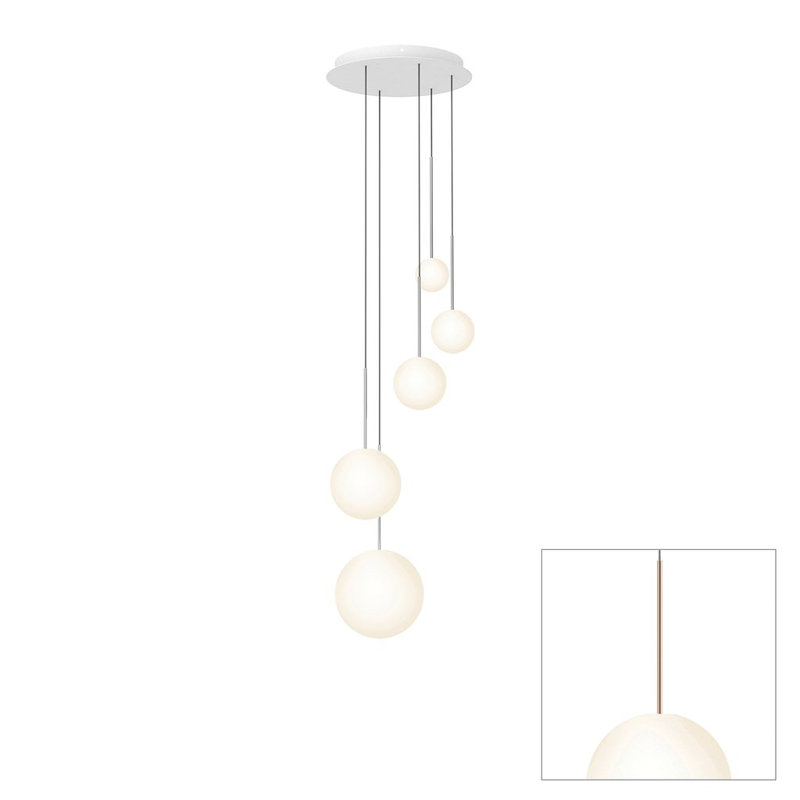 Lustre suspendu sphère Bola, H 109 po x l 17 po x P 17 po, Or rose