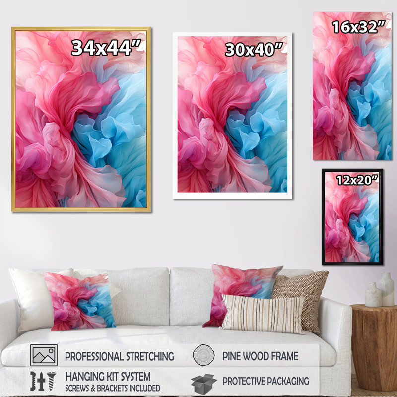 «Ink Wave Rhythms I» - Impression, Cadre photo blanc, H 44 po x l 34 po x P 1,5 po