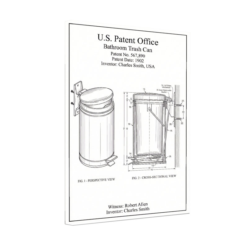 Bath & Laundry Bathroom Trash Can Patent Design