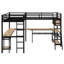 Lit mezzanine en L avec tablettes de rangement et 2 bureaux intégrés