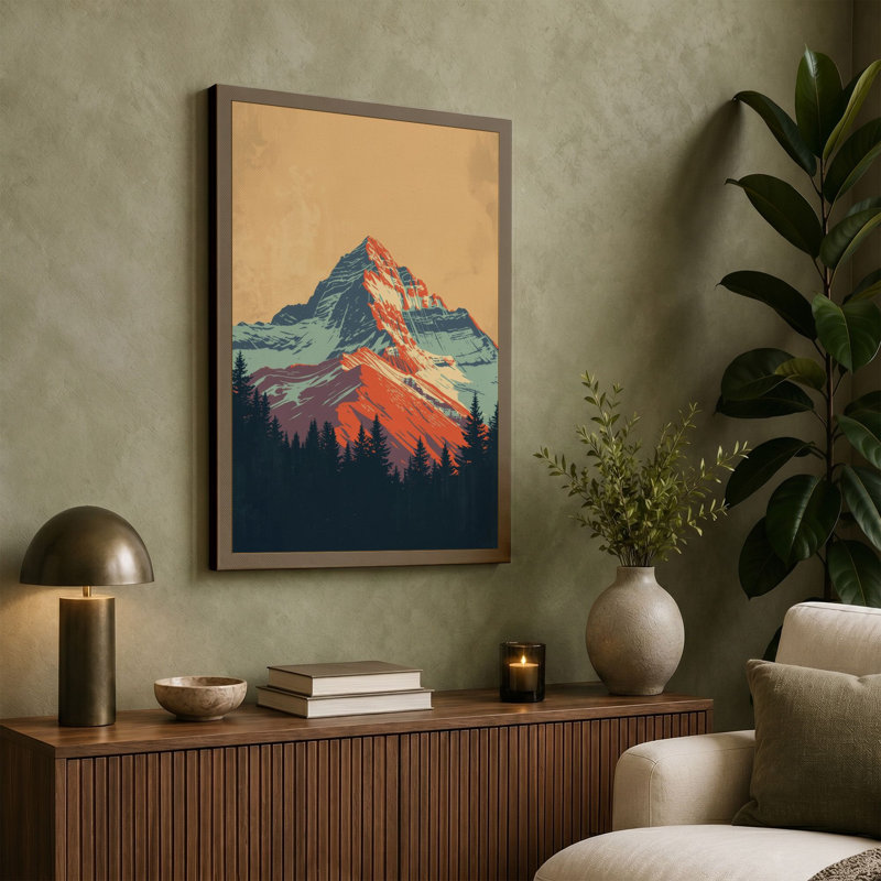 Mountains at Sunrise Modern - Wrapped Canvas, 30x20 - 76.2 x 50.8 cm, Black Border