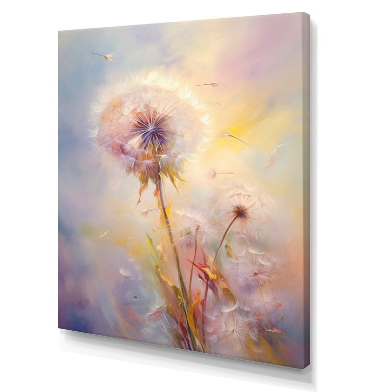 Impression romantique sur toile pissenlit mauve «Lowleaf», H 40 po x l 30 po x P 1,5 po, Toile tendue