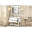 Ensemble de meuble-lavabo et miroir 36 po, structure en bois massif, 4 tiroirs, finition imperméable, tablette de rangement supplémentaire, lavabo en céramique avec armoire, poignées argentées peintes de haute qualité,-2133896482