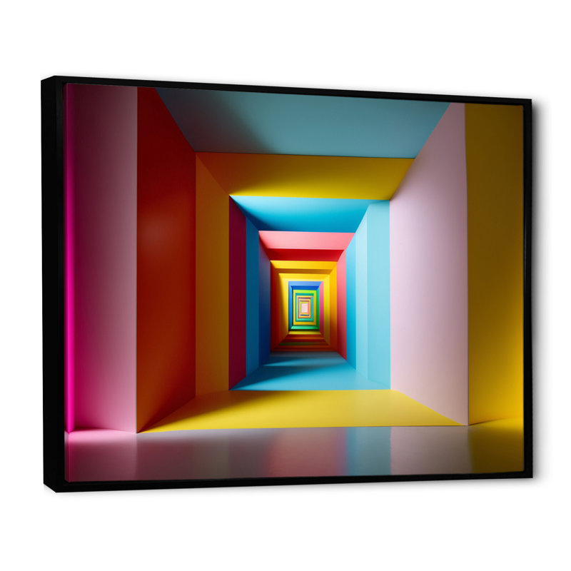 «Pastel Color Rectangular Infinity - Abstract Midcentury», art mural, H 34 po x l 44 po x P 1,5 po, Cadre flottant noir