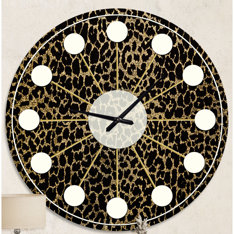 Horloge murale Leopard Fur Safari V - Mid-Century, Surdimensionné