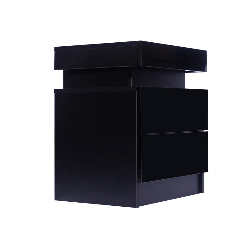 Crysta 45cm W Manufactured Wood Bedside Table, Black