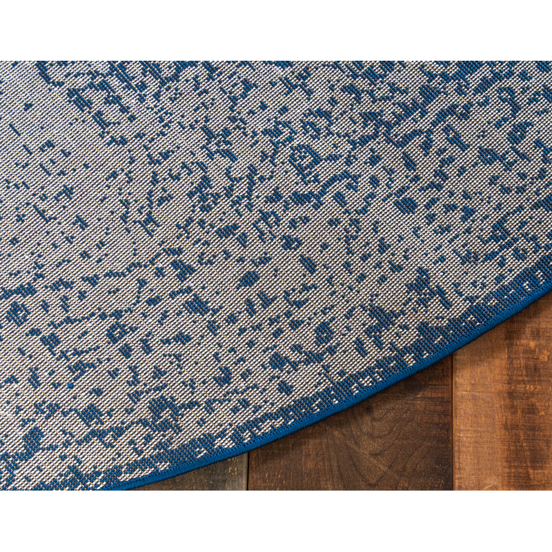 Tapis bleu marine Rizo Pat, Rond 8 pi
