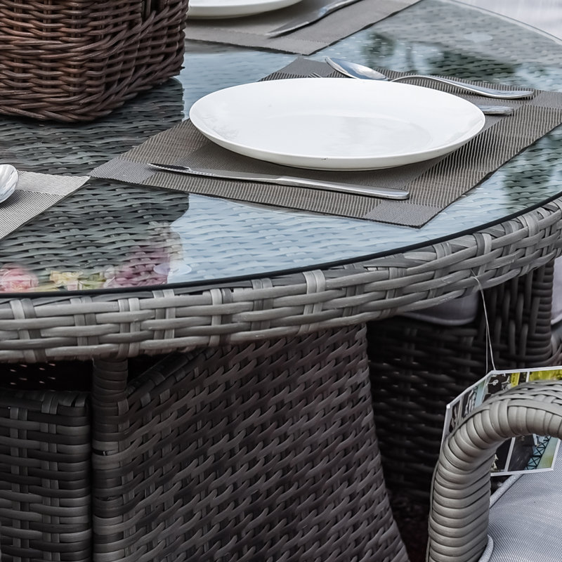 Ensemble repas 5 pièces avec coussins Algird, Gris