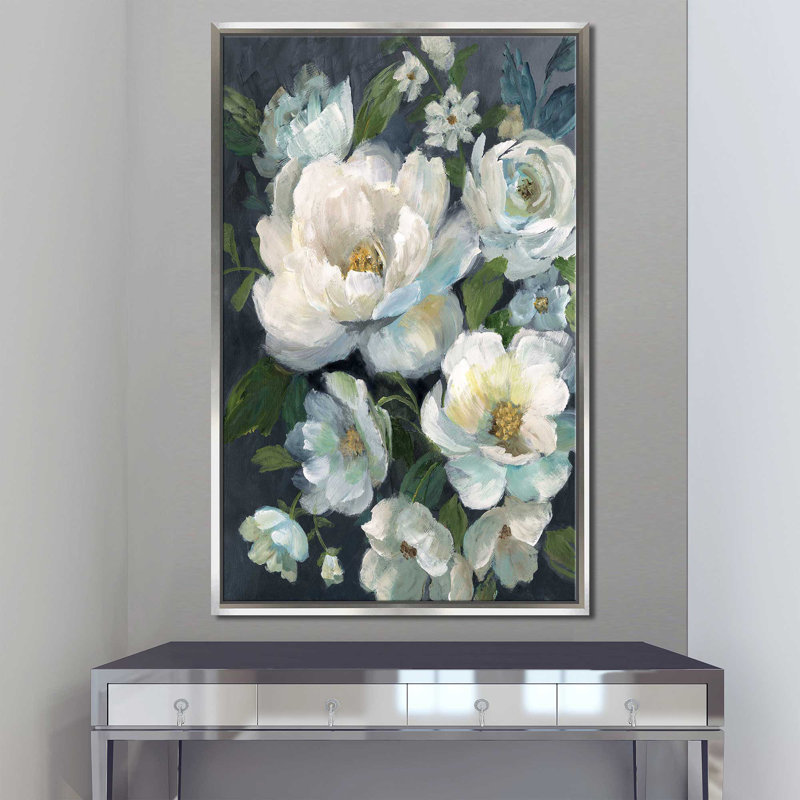 Nocturnal Radiance II by Nan - Painting, Silver Floater Frame, 63.5" H x 39.5" W x 2" D