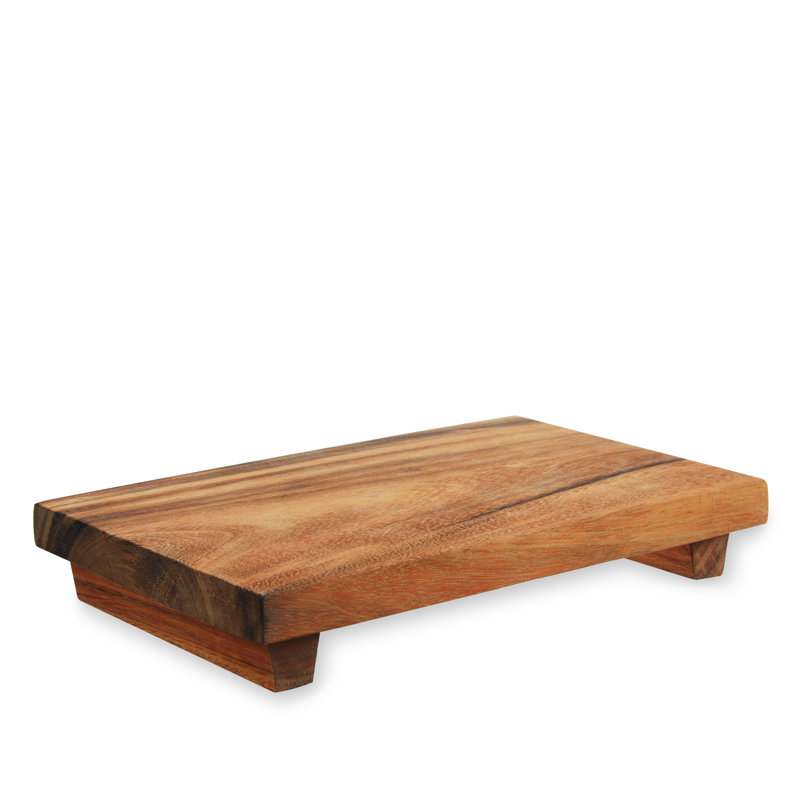 Rustic Acacia Wood Footed Serving Board Tray