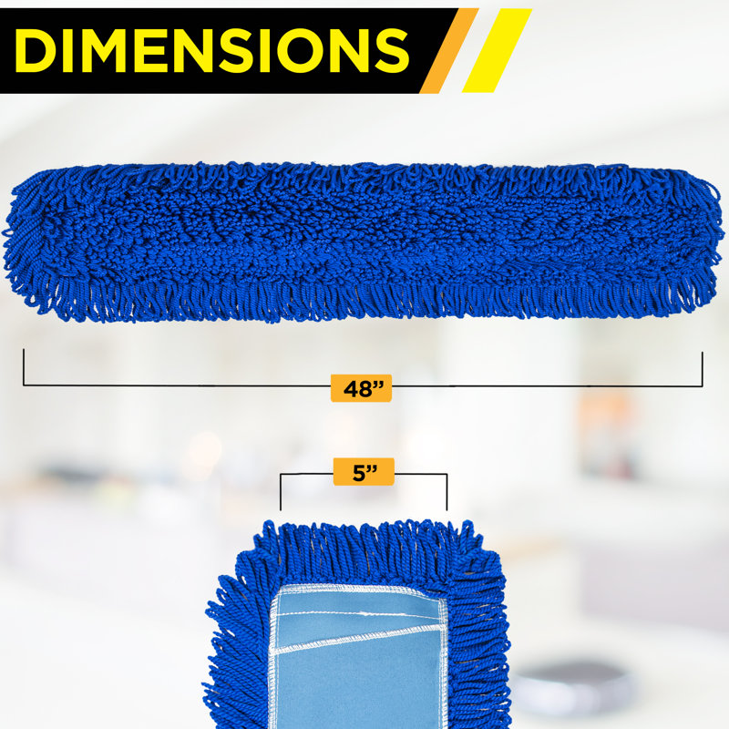 Gritt Commercial Microfiber Looped Dust Mop Pad Head, Pack of 6, 1" H x 48" W x 5" D