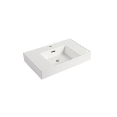 30" Bathroom Vanity Resin Basin - & Flawless, White, 29.08 In. D, 18.21 W, 5.04 H, 43.57 Lb, Simple Hygiene Maintenance Gel Coated, Scratch Surface