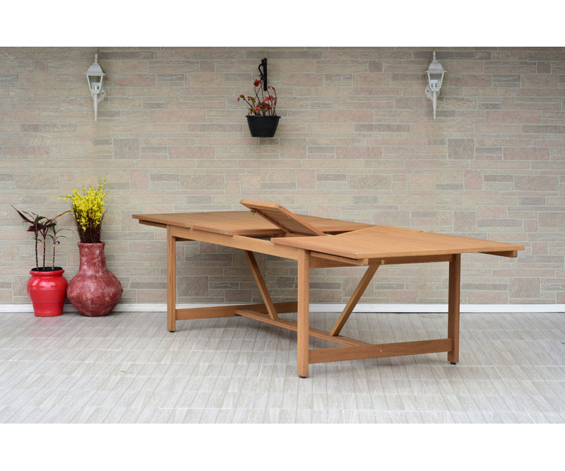 Audre Extendable Rectangular Eucalyptus Outdoor Dining Table
