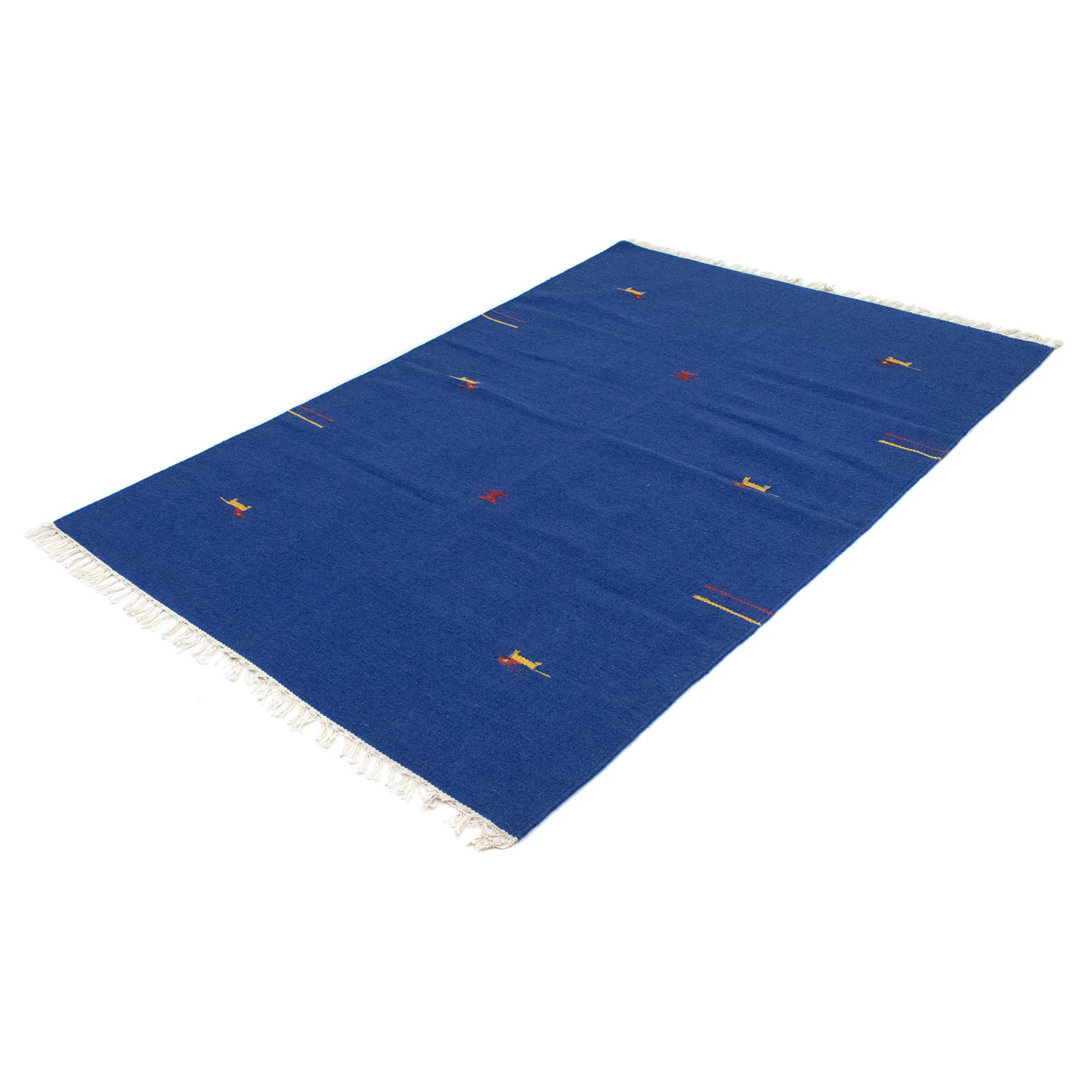 Handmade Kilim Wool Blue Indoor/Outdoor Rug