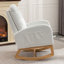 Chaise berçante décorative avec repose-pieds à haut dossier en bois d'hévéa-356381261