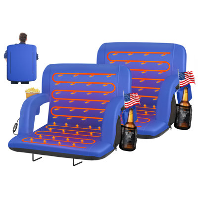 Charnetta 25In Heated Stadium Seat for Bleachers with Back Support, Portable Bleacher Seat USB 3 Levels of Heat
